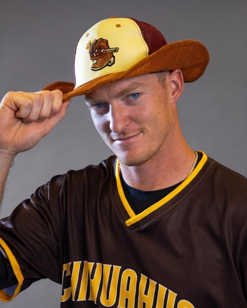 Fan wearing a Southern Rocker® custom cowboy hat with the El Paso Chihuahuas logo
